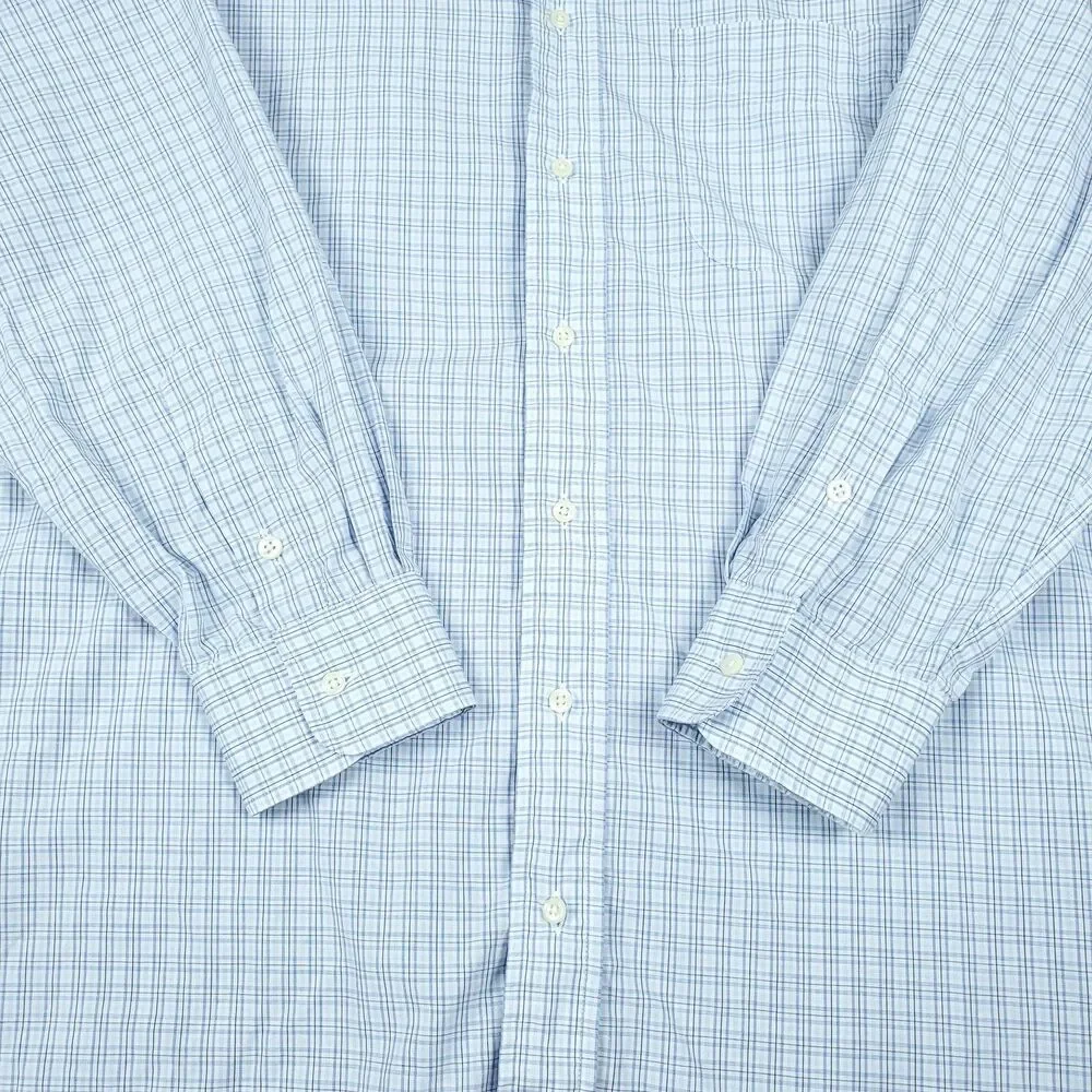 Gitman Bros Dress Shirt Mens 17 34/35 Blue Check Long Sleeve Made in USA